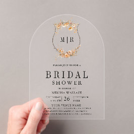 Fall Autumn Wildflower Crest Bridal Shower アクリル招待状