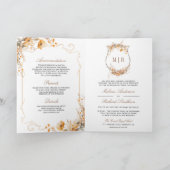 Fall Autumn Wildflower Crest QR Code Wedding 招待状 (内部)
