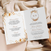 Fall Autumn Wildflower Crest QR Code Wedding 招待状