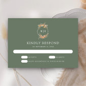 Fall Autumn Wildflower Crest Sage Green Wedding 出欠カード