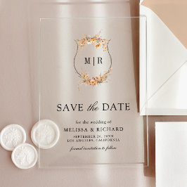 Fall Autumn Wildflower Crest Wedding Save the Date アクリル招待状