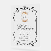 Fall Autumn Wildflower Crest Wedding Welcome アクリルサイン (傾斜)