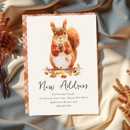 Fall Autumnal Cute Squirrel | New Home Address  案内状