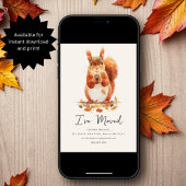 Fall Autumnal Cute Squirrel | New Home Address  案内状