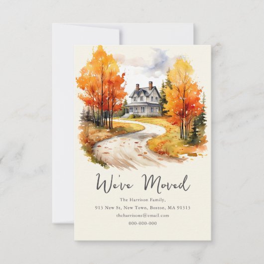 Fall Autumnal House | New Home Address  案内状 (正面)