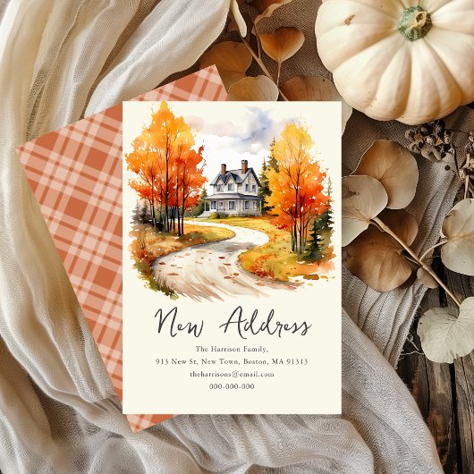 Fall Autumnal House | New Home Address  案内状