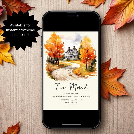 Fall Autumnal House | New Home Address  案内状