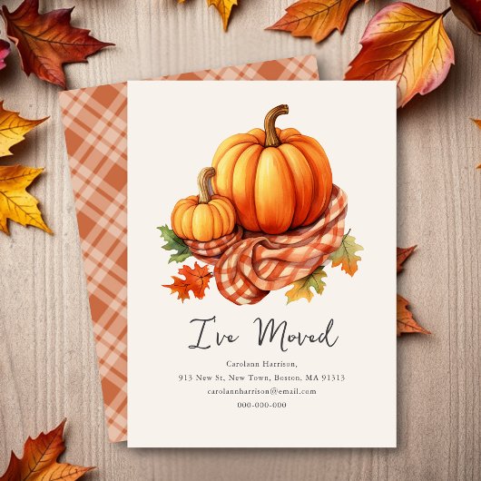 Fall Autumnal Pumpkins | New Home Address  ノートカード