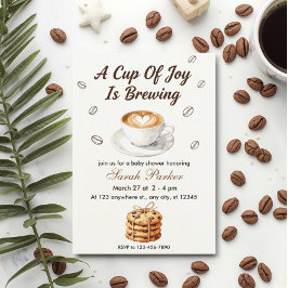 Fall Baby is Brewing Coffee Baby Shower Invitation 招待状