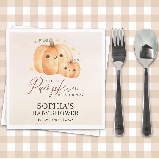 Fall Baby Shower – "A Little Pumpkin Is on the way スタンダードランチョンナプキン