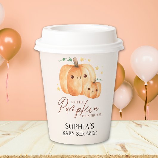 Fall Baby Shower – "A Little Pumpkin" Soft Orange  紙コップ