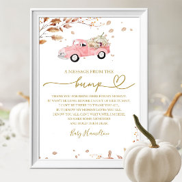 Fall Baby Shower A Message From The Bump Sign ポスター