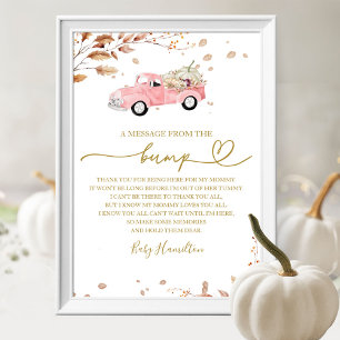 Fall Baby Shower A Message From The Bump Sign ポスター