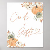 Fall Baby Shower Cards and Gifts Sign, Pumpkin ポスター (正面)