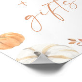 Fall Baby Shower Cards and Gifts Sign, Pumpkin ポスター (角)