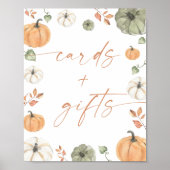 Fall Baby Shower Cards and Gifts Sign, Pumpkin ポスター (正面)
