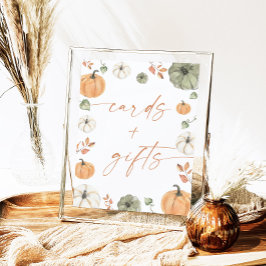 Fall Baby Shower Cards and Gifts Sign, Pumpkin ポスター