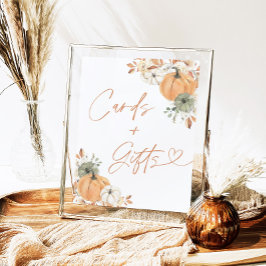 Fall Baby Shower Cards and Gifts Sign, Pumpkin ポスター