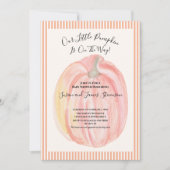 Fall Baby Shower Invitation Little Pumpkin Stripes 招待状 (正面)