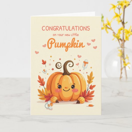 Fall Baby Sprinkle Congratulations Little Pumpkin カード (黄色い花)
