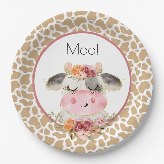 Fall Barnyard Birthday Plate Oink Moo Cockadoodle ペーパープレート (正面)