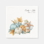 Fall Beach Wedding Pumpkin スタンダードカクテルナプキン (正面)