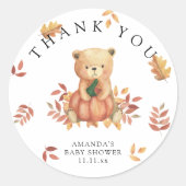 Fall Bear with pumpkin - thank you ラウンドシール (正面)