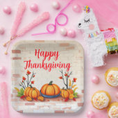 Fall Beautiful Popular Happy Thanksgiving ペーパープレート (パーティー)
