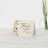 Fall Beige Floral Baby Shower Thank You Card サンキューカード (正面)