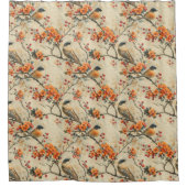 Fall Birds Blooms Curtain Gift for Their Bathroom シャワーカーテン (正面)