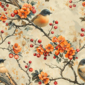 Fall Birds Blooms Curtain Gift for Their Bathroom シャワーカーテン