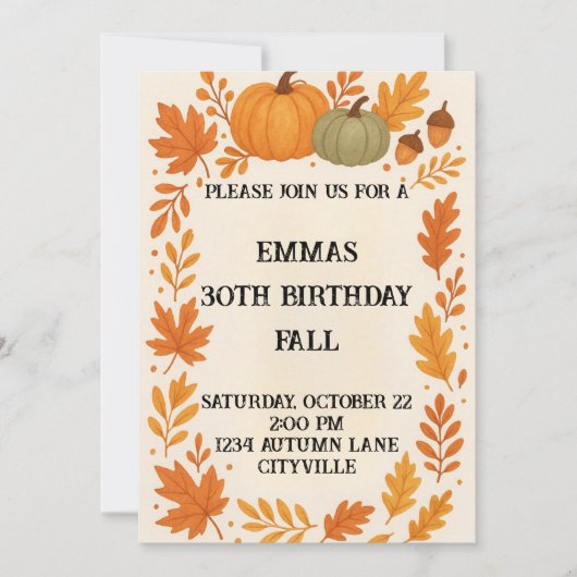Fall Birthday 招待状 (正面)