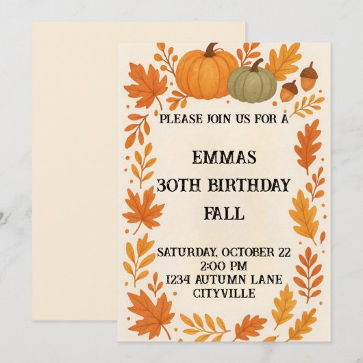 Fall Birthday 招待状 (正面/裏面)