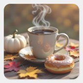 Fall Blessings, Warm Coffee and a Donut スクエアシール (正面)