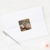 Fall Blessings, Warm Coffee and a Donut スクエアシール (封筒)