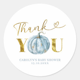 Fall Blue Pumpkin Thank You Sticker ラウンドシール