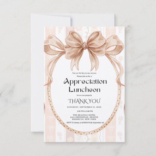 Fall Boho Bow appreciation party grateful party 招待状 (正面)