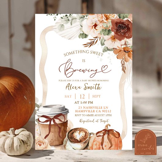 Fall Boho Coquette Pumpkin Coffee Baby Shower 招待状
