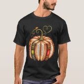Fall Book Pumpkin Fall Librarians Bookworm Teacher Tシャツ (正面)
