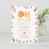 Fall Bow Oh what Fun! Turkey 1st Birthday Leaves 招待状 (スタンド正面)