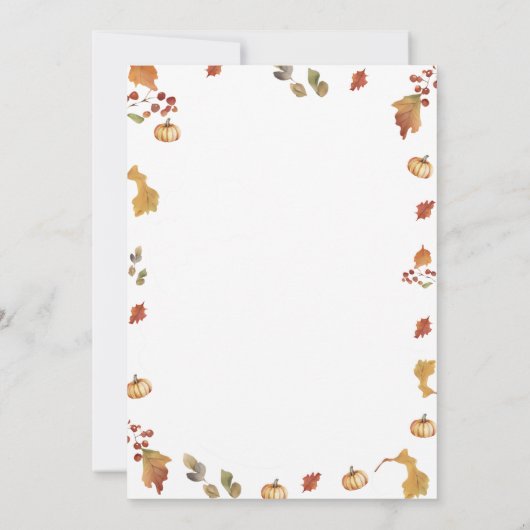 Fall Bow Oh what Fun! Turkey 1st Birthday Leaves 招待状 (裏面)