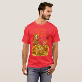 Fall Breeze and Autumn Leaves Skeleton Pumpkin Spi Tシャツ (正面フル)
