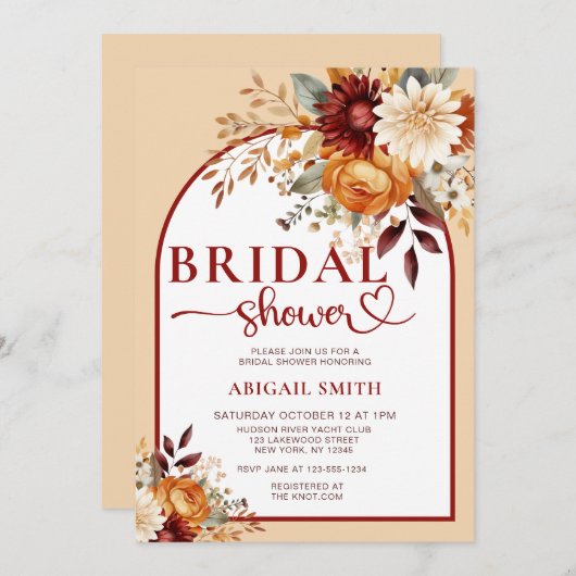 FALL BRIDAL SHOWER FLORAL ARCH  招待状 (正面/裏面)