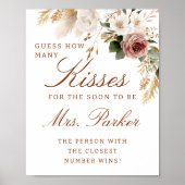 Fall Bridal Shower Kisses Guessing Game Sign ポスター (正面)