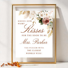 Fall Bridal Shower Kisses Guessing Game Sign ポスター