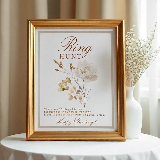Fall Bridal Shower Ring Hunt Game Sign ポスター