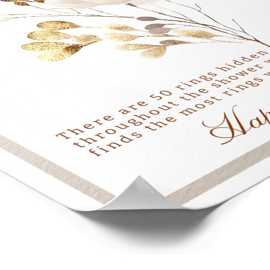 Fall Bridal Shower Ring Hunt Game Sign ポスター (角)