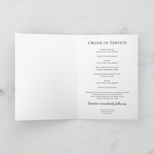 Fall Bridge Funeral Service Folded プログラム (内部)
