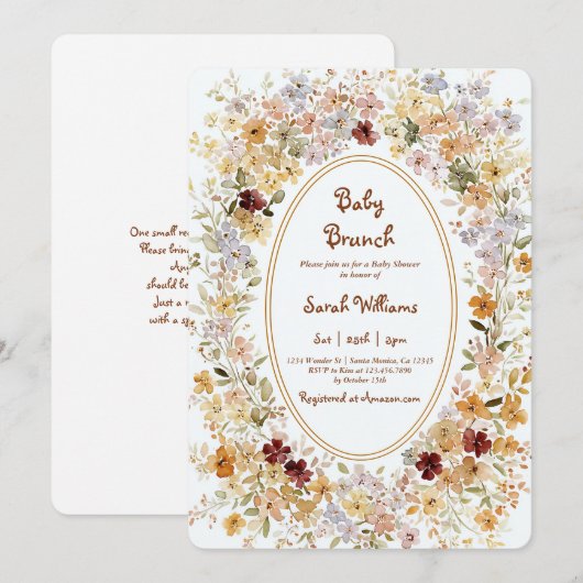 Fall Brunch Baby Shower Invitation 招待状 (正面/裏面)