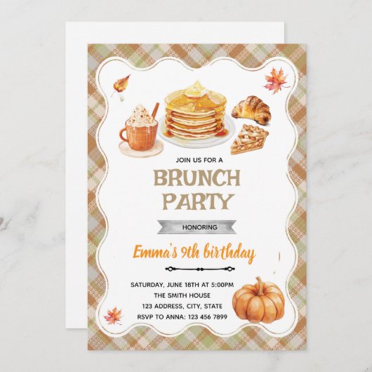 Fall brunch party invitation 招待状 (正面/裏面)